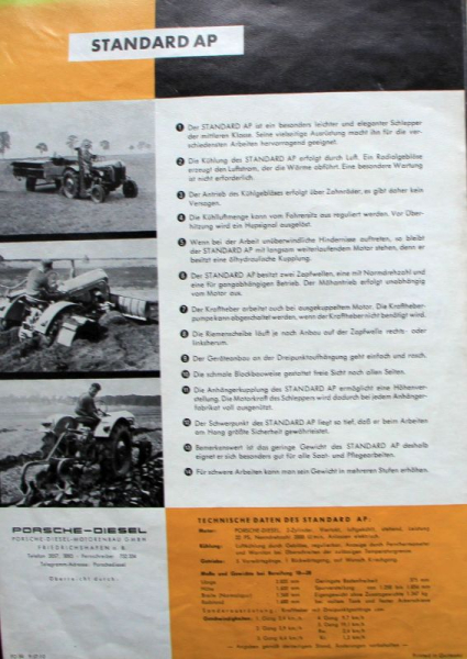 Porsche-Diesel Standard AP Modelprogram 1962 Tractorbrochure (4286)